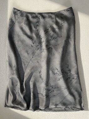 Vintage Y2K Silver Gray Botanical Slip Skirt Size 6